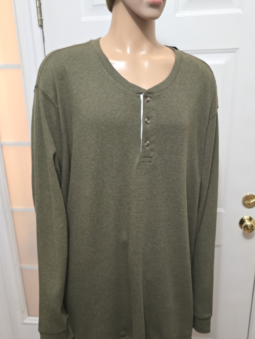 ST. JOHN'S BAY MEN'S BIG AND TALL GREEN LONG SLEEVES THERMAL SHIRT SHIRT 5XL